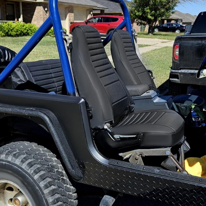 DURAFORCE For Jeep Wrangler YJ 87-95 / CJ7 CJ8 76-86 NEW Black Front & Rear Seat Cover SET