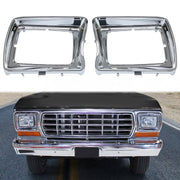 DURAFORCE New Headlight Bezel Trims Chrome For Ford F-100 F-150 F250 F350 Bronco 1978-1979