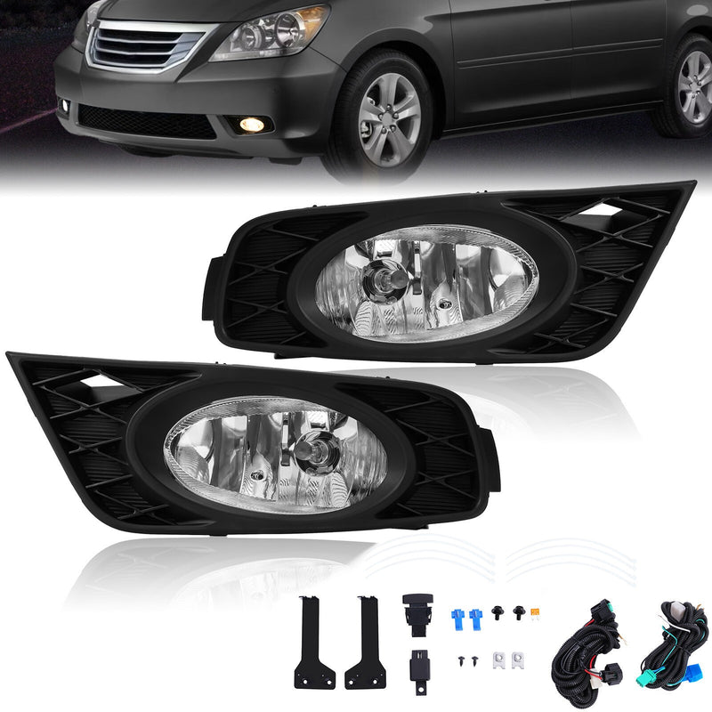 DURAFORCE Pair Fog Lights For Honda Odyssey 2008 2009 2010 Bumper Driving Lamps Left+Right