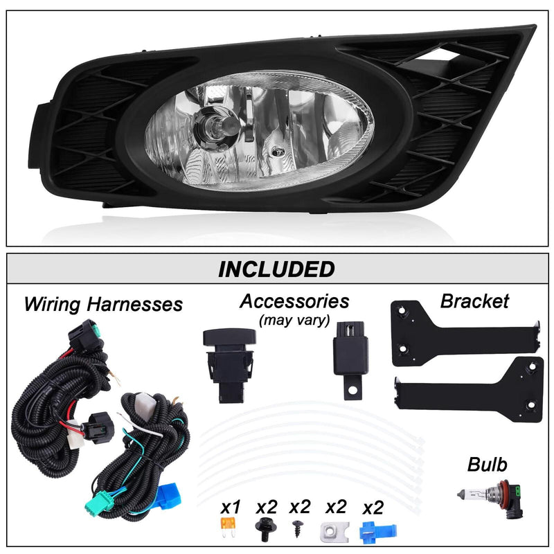 DURAFORCE Pair Fog Lights For Honda Odyssey 2008 2009 2010 Bumper Driving Lamps Left+Right