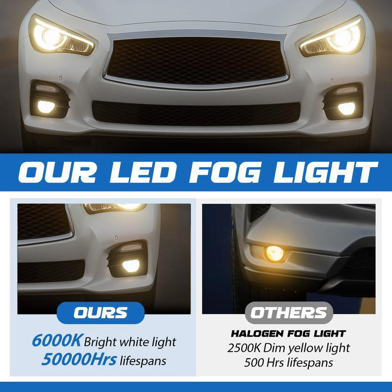 DURAFORCE For Infiniti Q50 Q60 QX50 QX60 QX80 2014-20 Bumper Fog Lights Front 1Pair