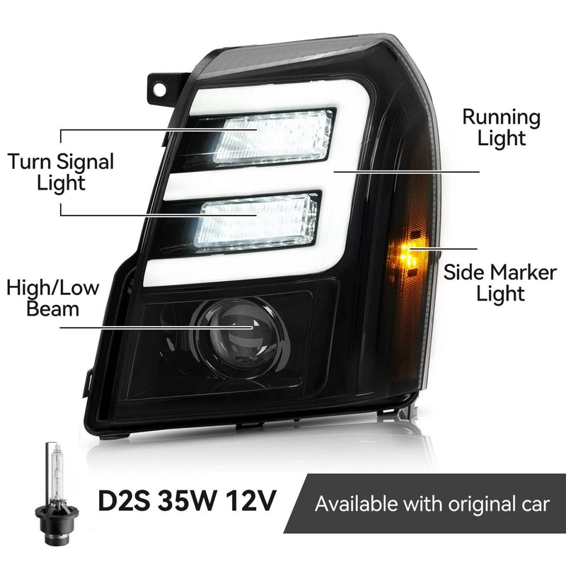 DURAFORCE LED DRL HID/Xenon Projector Headlights Headlamp For Cadillac Escalade 2007-2014
