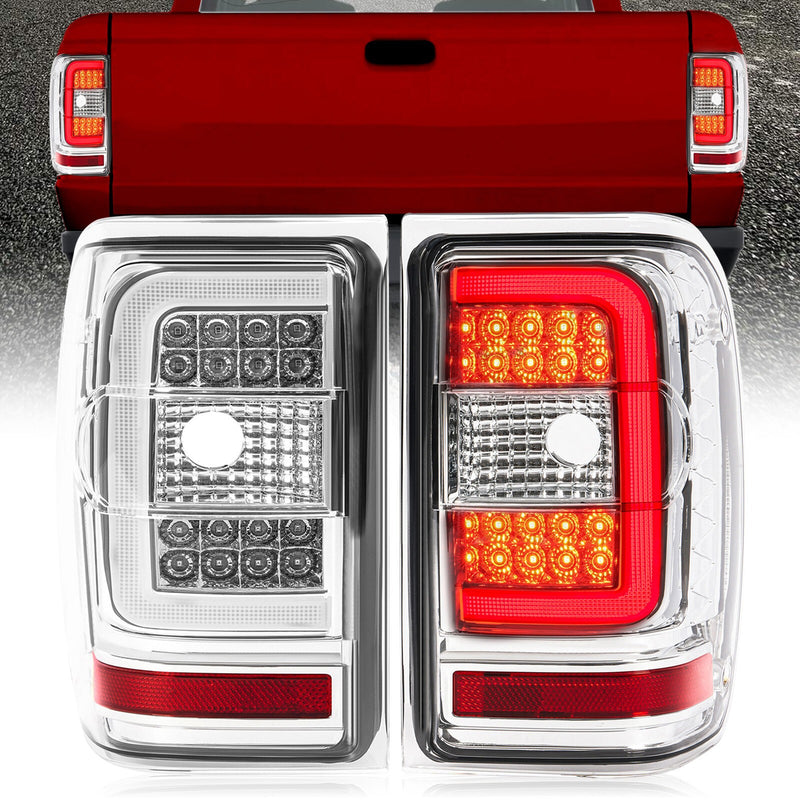 DURAFORCE C Light Bar LED Tail Lights For Ford Ranger 2001-2011 Clear Lens Chrome Housing