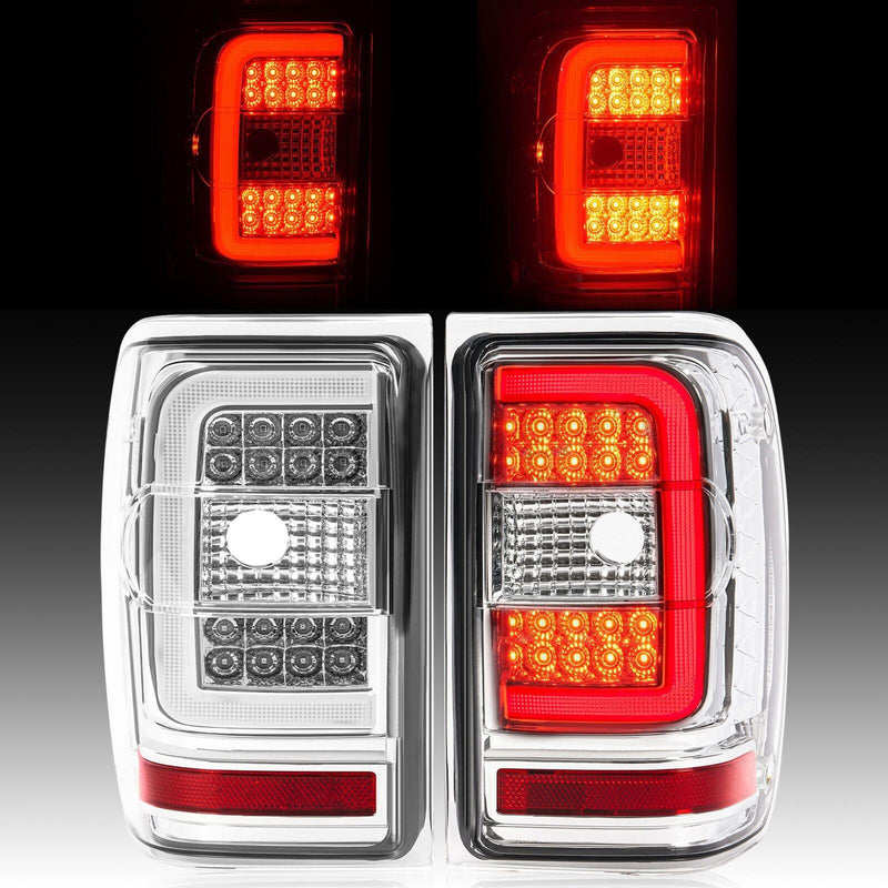 DURAFORCE C Light Bar LED Tail Lights For Ford Ranger 2001-2011 Clear Lens Chrome Housing