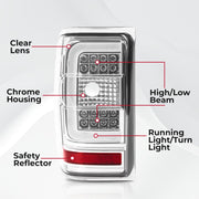 DURAFORCE C Light Bar LED Tail Lights For Ford Ranger 2001-2011 Clear Lens Chrome Housing