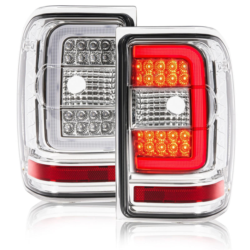 DURAFORCE C Light Bar LED Tail Lights For Ford Ranger 2001-2011 Clear Lens Chrome Housing