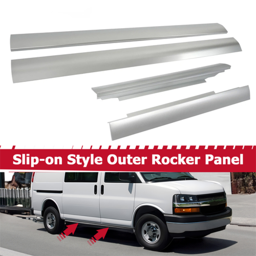 DURAFORCE Rocker Panel Set of Left & Right Silvery For Chevy Express/GMC Savana 1996-2014