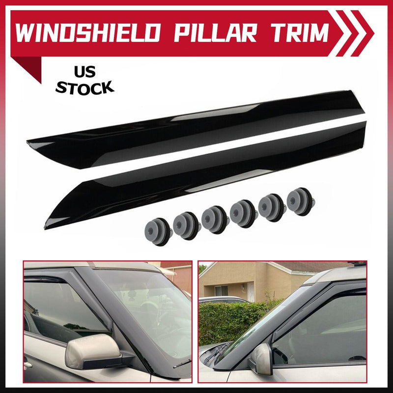 DURAFORCE Pair Windshield Pillar Trim Exterior Molding For Kia Soul 2010-2013 2Pcs LH+RH