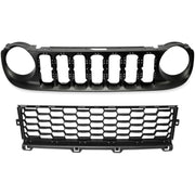 DURAFORCE For Jeep Renegade 2015-2019 Honeycomb Front Upper & Lower Grille Painted Black