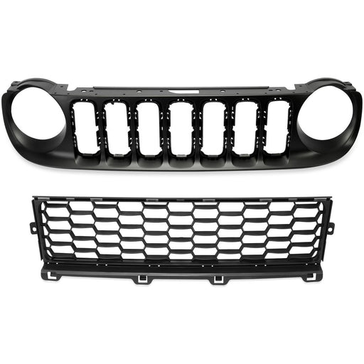 DURAFORCE For Jeep Renegade 2015-2019 Honeycomb Front Upper & Lower Grille Painted Black