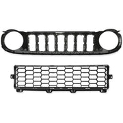 DURAFORCE For Jeep Renegade 2015-2019 Honeycomb Front Upper & Lower Grille Painted Black