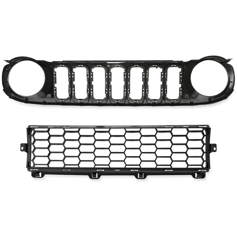 DURAFORCE For Jeep Renegade 2015-2019 Honeycomb Front Upper & Lower Grille Painted Black