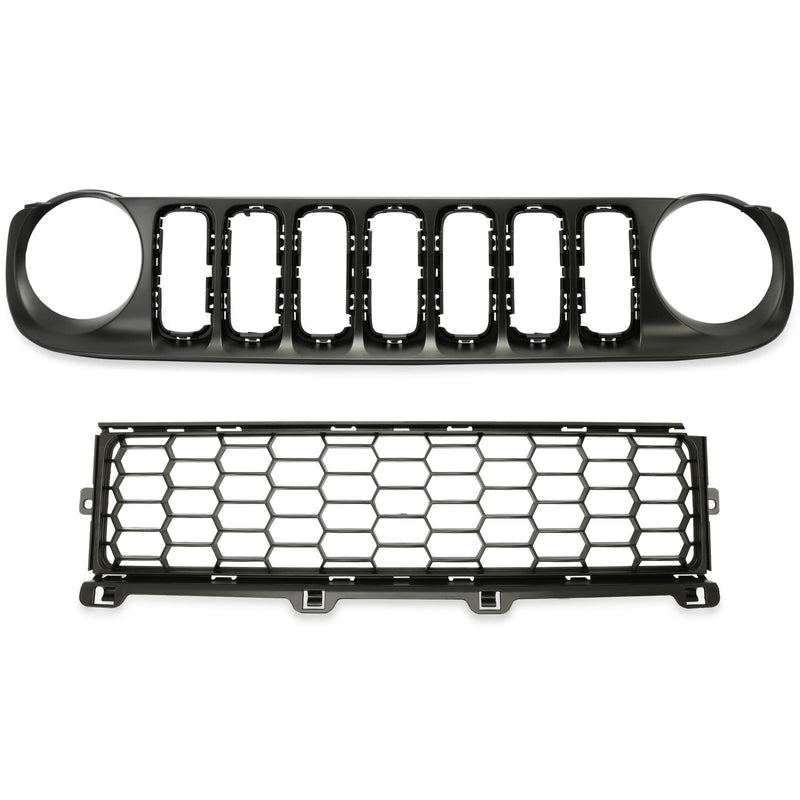 DURAFORCE For Jeep Renegade 2015-2019 Honeycomb Front Upper & Lower Grille Painted Black