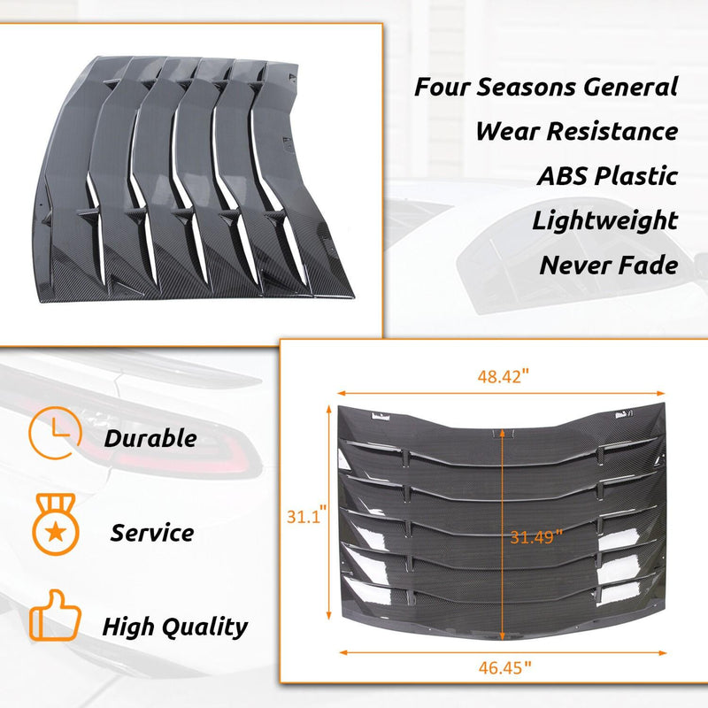 DURAFORCE For Charger Sedan 2011-2023 Carbon Fiber Style Rear Window Louver Sunshade Vent