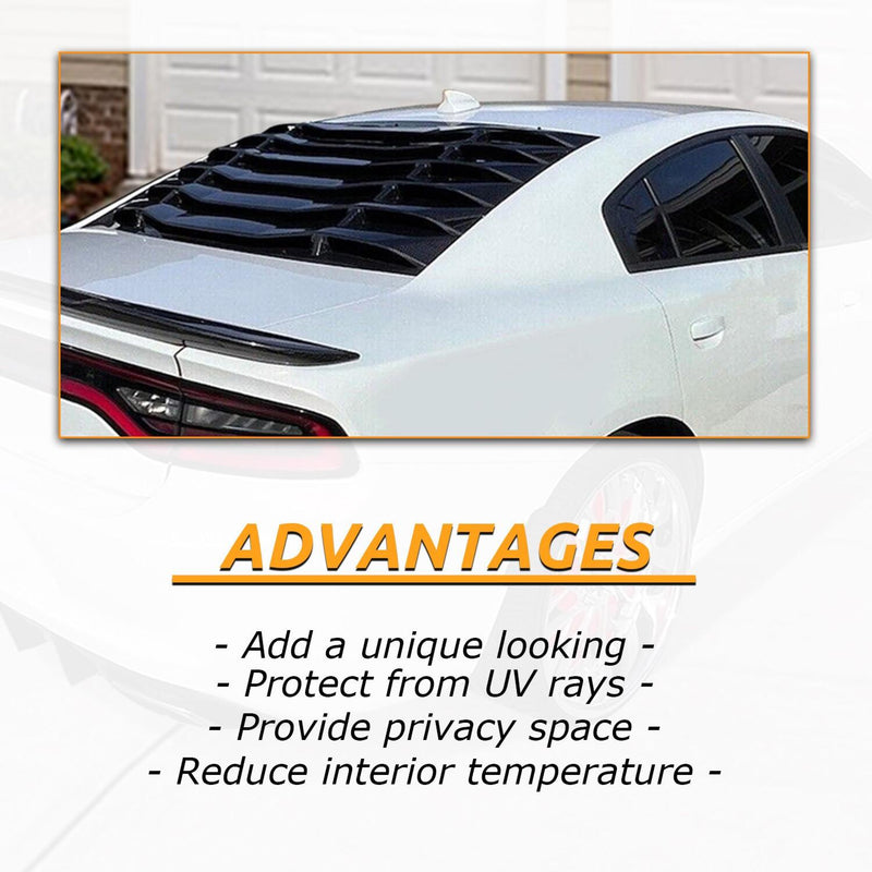 DURAFORCE For Charger Sedan 2011-2023 Carbon Fiber Style Rear Window Louver Sunshade Vent