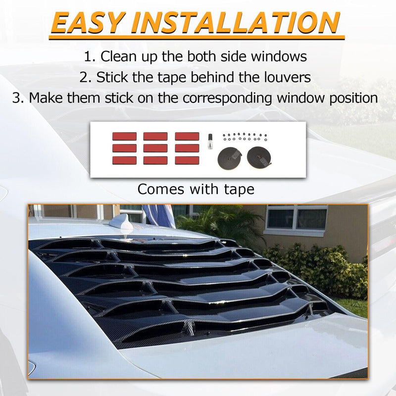 DURAFORCE For Charger Sedan 2011-2023 Carbon Fiber Style Rear Window Louver Sunshade Vent