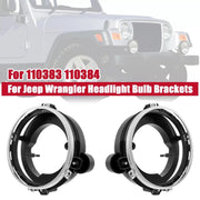 DURAFORCE Black Headlight Bulb Brackets Buckets + Light Rings For Jeep Wrangler 1997-2006