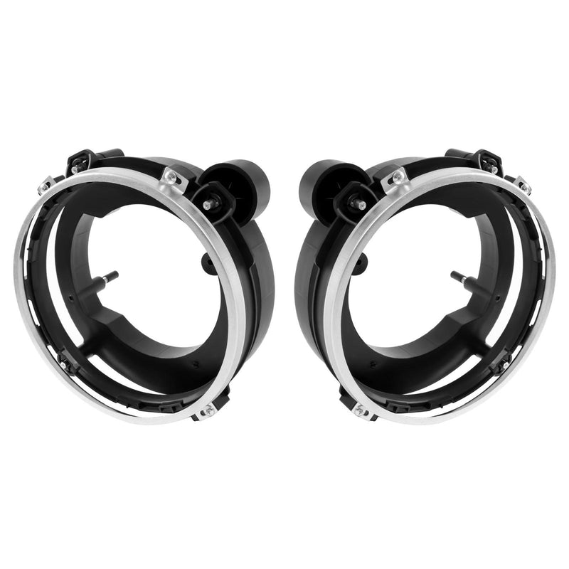 DURAFORCE Black Headlight Bulb Brackets Buckets + Light Rings For Jeep Wrangler 1997-2006