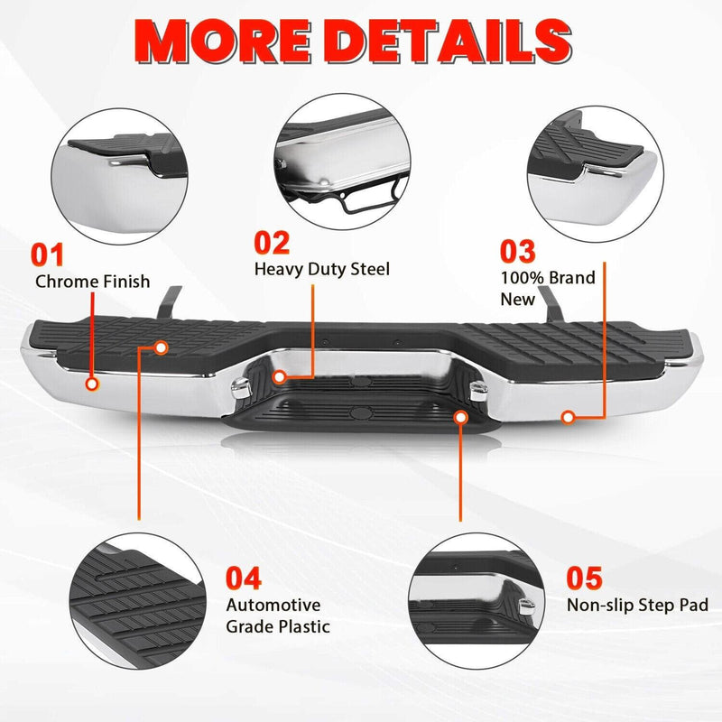 DURAFORCE For 1998-2004 Nissan Frontier Chrome Complete Rear Step Bumper W/O Sensor Hole