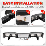 DURAFORCE For 1998-2004 Nissan Frontier Chrome Complete Rear Step Bumper W/O Sensor Hole