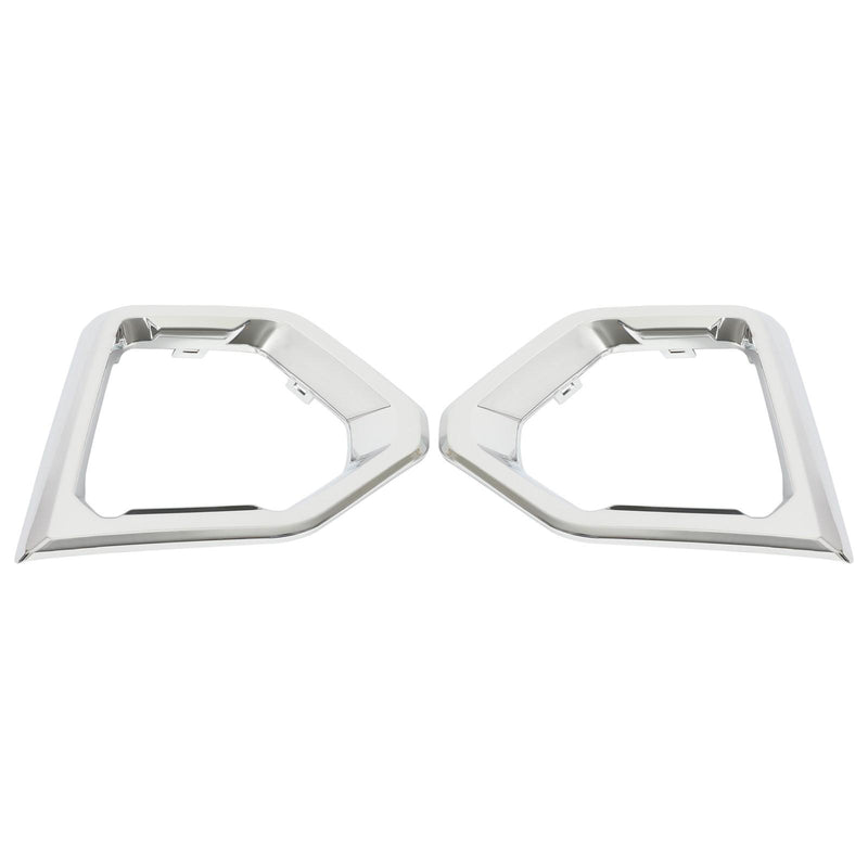 DURAFORCE Front Fog Light Outer Bezel Cover For GMC Sierra Denali SLT Chrome Set 2019-2022