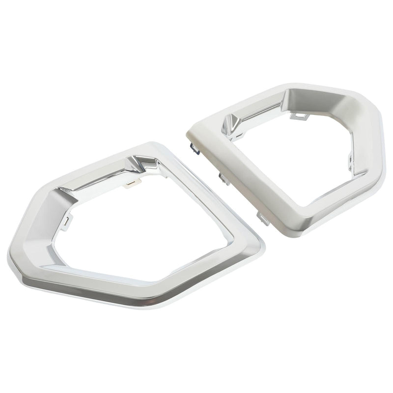 DURAFORCE Front Fog Light Outer Bezel Cover For GMC Sierra Denali SLT Chrome Set 2019-2022