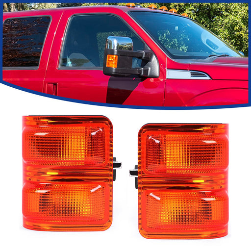 DURAFORCE Side Mirror Turn Signal Lights Amber Lens For 08-16 Ford F-250 F-350 09 10 11 12