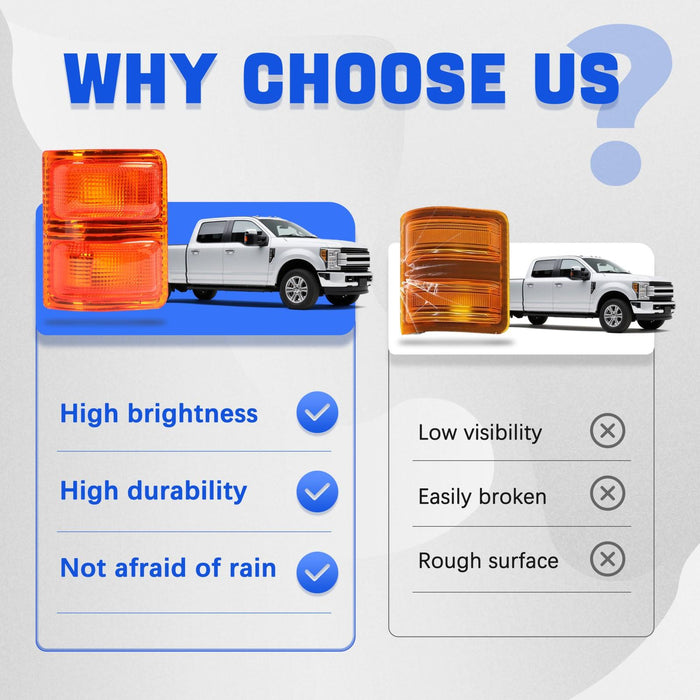 DURAFORCE Side Mirror Turn Signal Lights Amber Lens For 08-16 Ford F-250 F-350 09 10 11 12