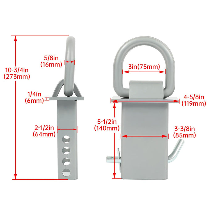 DURAFORCE 2pcs Adjustable Trailer Stake Pocket 5/8" D Ring Zinc Coated For Standard 2"x4"