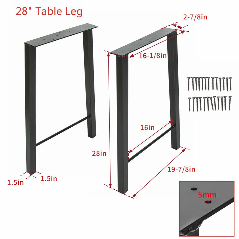 DURAFORCE 28" Metal Table Legs Trapezoid Coffee Table Legs Desk Legs Heavy Duty Steel 2PCS