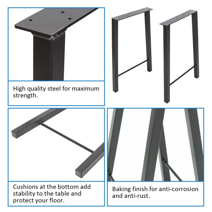 DURAFORCE 28" Metal Table Legs Trapezoid Coffee Table Legs Desk Legs Heavy Duty Steel 2PCS