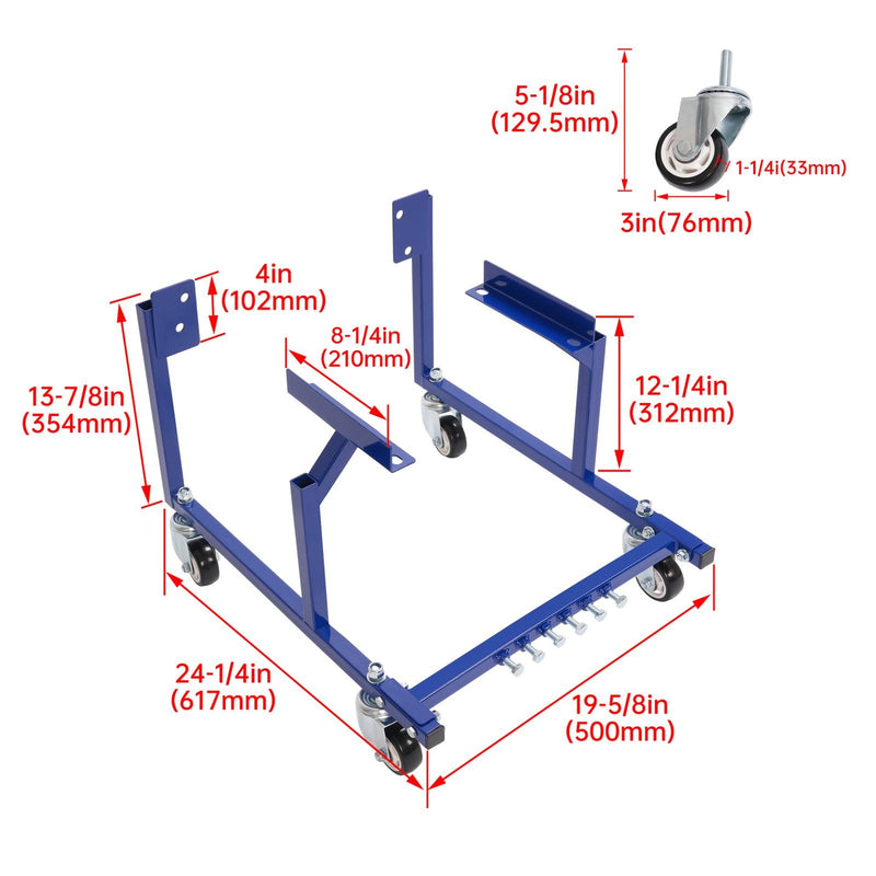 DURAFORCE Engine Cradle Lift Stands With Wheels 1000 LBS Heavy Duty For Ford Small Block