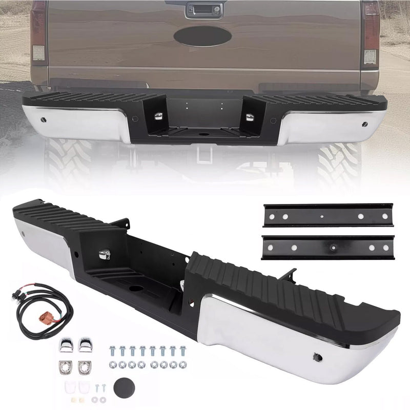 DURAFORCE Chrome Rear Bumper Assembly For 2008-2016 Ford F250 F350 F450 w/ Sensor Holes