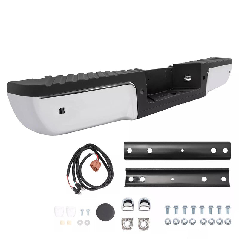 DURAFORCE Chrome Rear Bumper Assembly For 2008-2016 Ford F250 F350 F450 w/ Sensor Holes