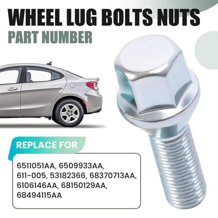 DURAFORCE 20X Wheel Lug Bolts For Jeep Cherokee Compass Chrysler 200 Dodge Dart 2012-2025