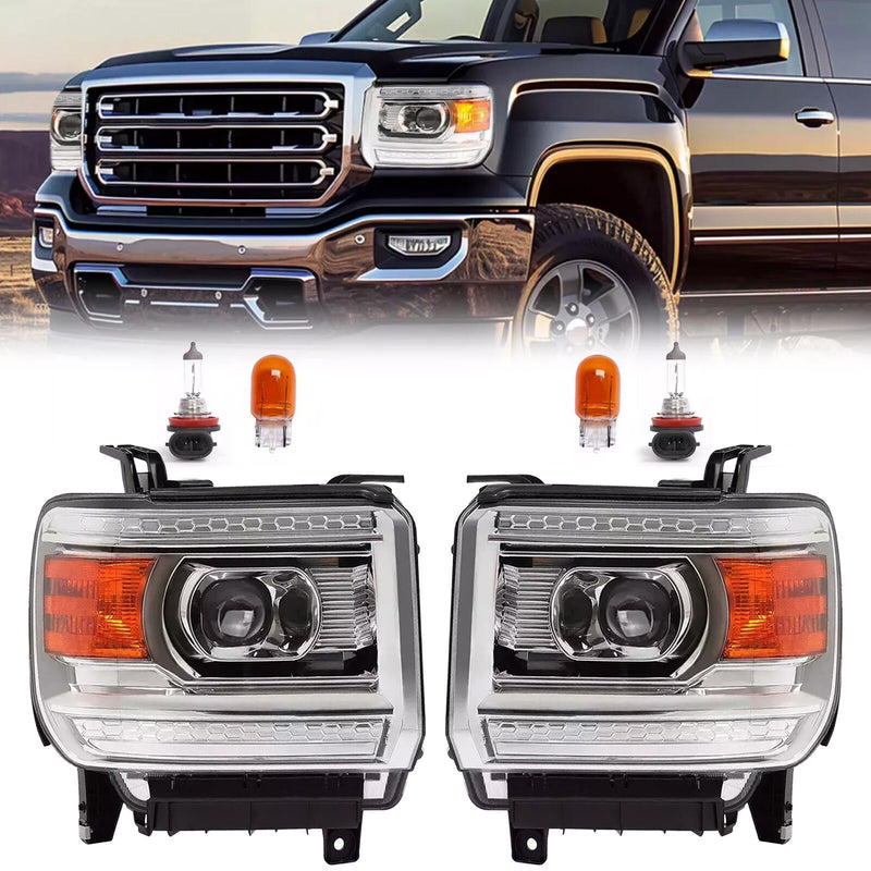 DURAFORCE Halogen Headlights Projector For 2014-2018 GMC Sierra 1500 15-19 2500 3500HD