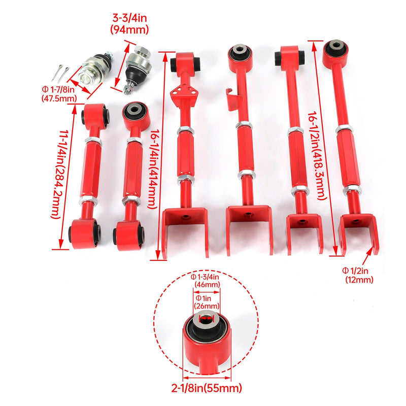 DURAFORCE Suspension Rear Camber Control Arms Toe Kit for Accord TL 08-2013 Powder Coated