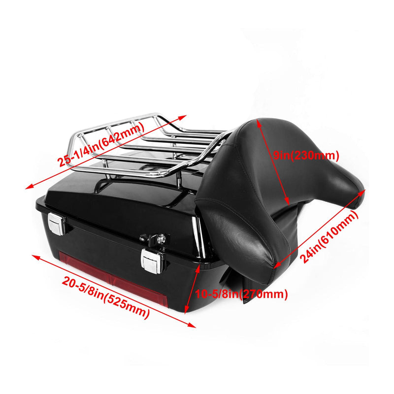 DURAFORCE Chopped Pack Trunk w/ Rack For Harley Davidson Touring Road King Glide 97-08