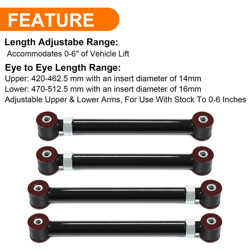 DURAFORCE For 1994-09 Dodge Ram 4x4 0-6" Lift Adjustable Front Upper Lower Control Arms