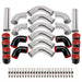 DURAFORCE 12Pcs 3" DIY Universal Polished Turbo Intercooler Pipe Kit Aluminum +Hose+Clamp