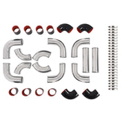 DURAFORCE 12Pcs 3" DIY Universal Polished Turbo Intercooler Pipe Kit Aluminum +Hose+Clamp