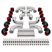 DURAFORCE 12Pcs 3" DIY Universal Polished Turbo Intercooler Pipe Kit Aluminum +Hose+Clamp