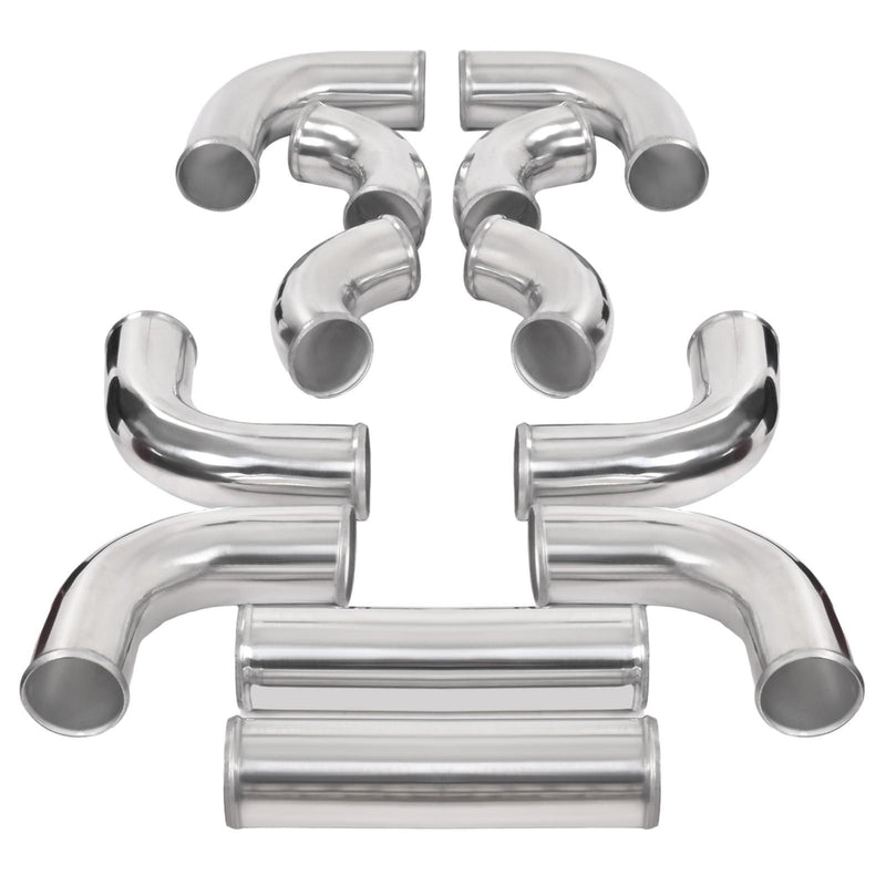 DURAFORCE 12Pcs 3" DIY Universal Polished Turbo Intercooler Pipe Kit Aluminum +Hose+Clamp