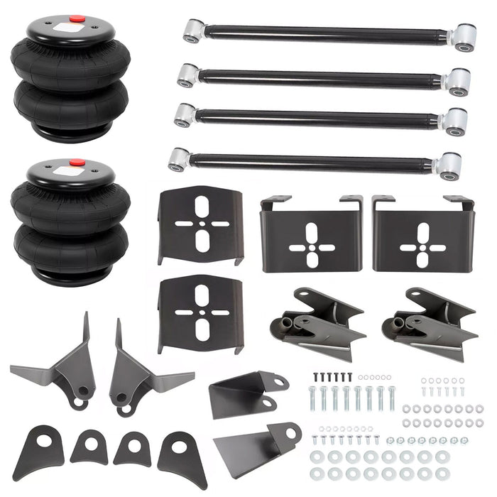 DURAFORCE 2.75" Heavy Duty Triangulated 4 Link Hot Rod Suspension Kit Air Bags &Rear Mount