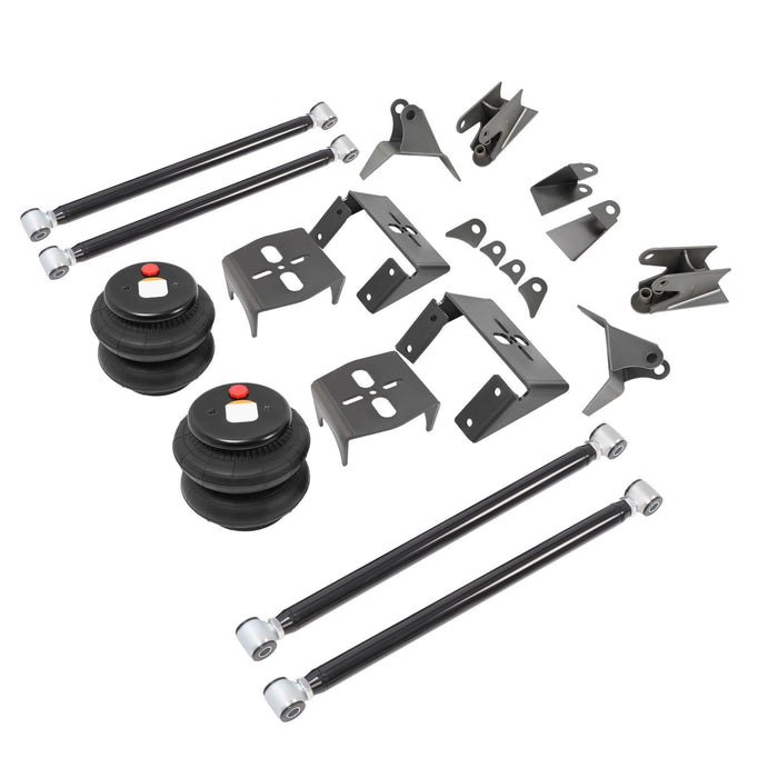 DURAFORCE 2.75" Heavy Duty Triangulated 4 Link Hot Rod Suspension Kit Air Bags &Rear Mount