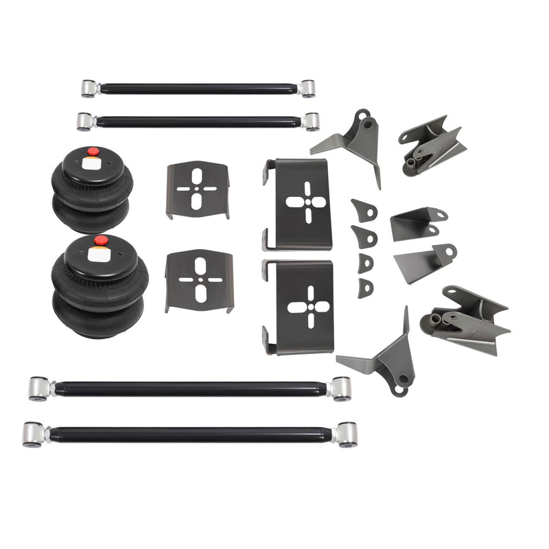 DURAFORCE 2.75" Heavy Duty Triangulated 4 Link Hot Rod Suspension Kit Air Bags &Rear Mount