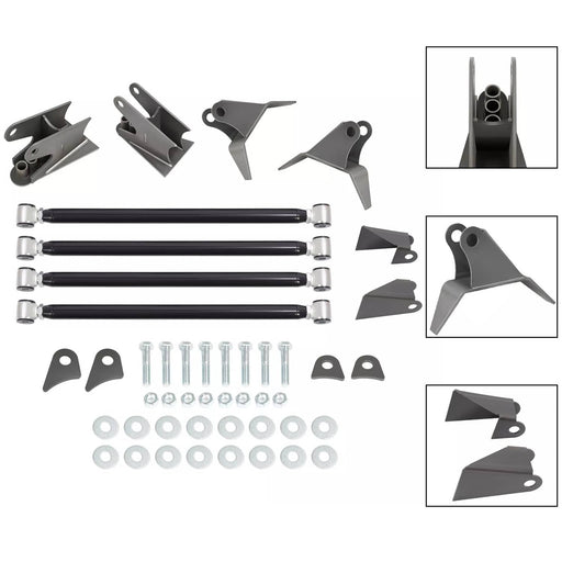 DURAFORCE For 3.25" Axle Rear Weld-On Triangulated 4 Link Suspension Kit+Mount Bracket