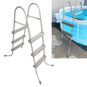 DURAFORCE 36 Inch Wall Height 3 Stair Step Outdoor Above Ground Swimming Pool Ladder Gray