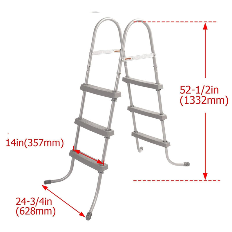DURAFORCE 36 Inch Wall Height 3 Stair Step Outdoor Above Ground Swimming Pool Ladder Gray
