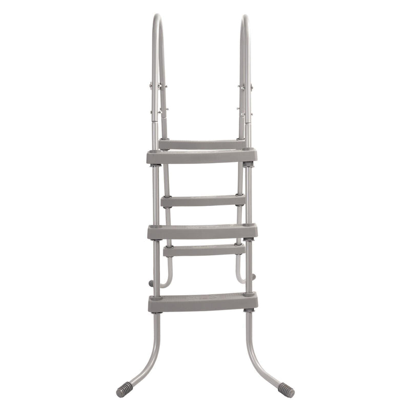 DURAFORCE 36 Inch Wall Height 3 Stair Step Outdoor Above Ground Swimming Pool Ladder Gray